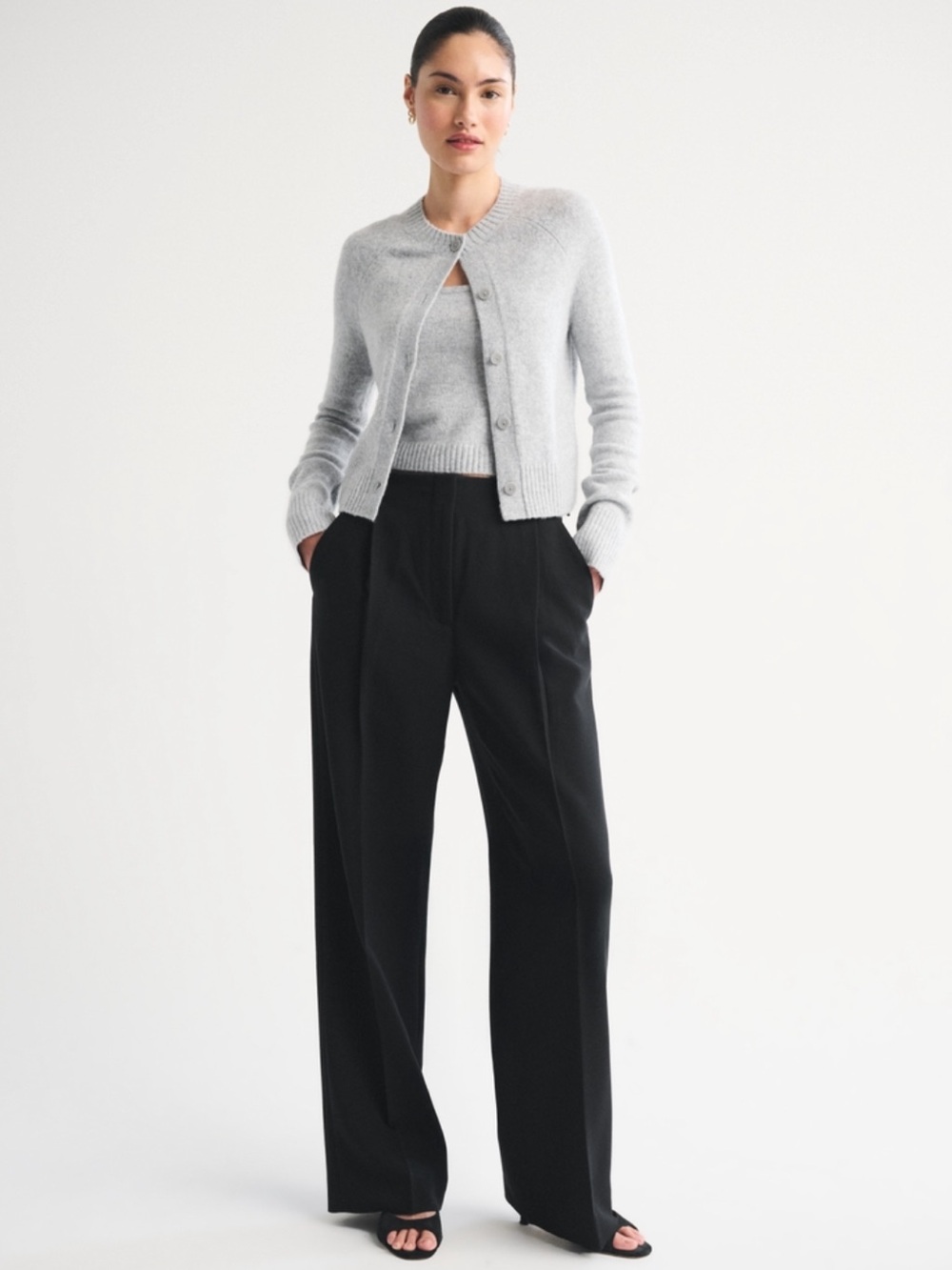 Abercrombie & Fitch Sloane Tailored Wide-Leg Pleated Pants size 29 Tall 90s Chic